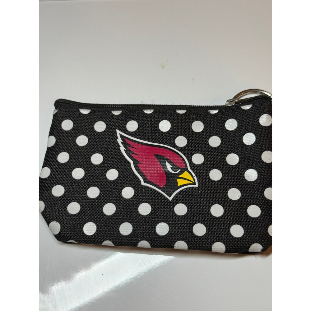 Cardinal Polka Dot Coin Purse ID Holder Keychain‎ Wallet Black White